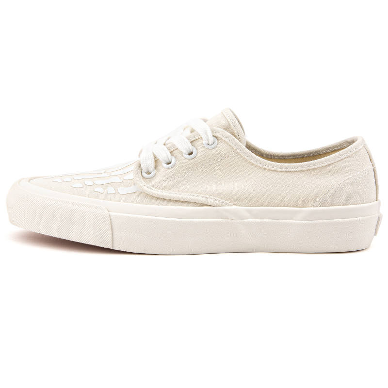 WANSWER Fabric Cushioning Abrasion Resistant Breathable Low top Skateboard Shoes Unisex Ivory White
