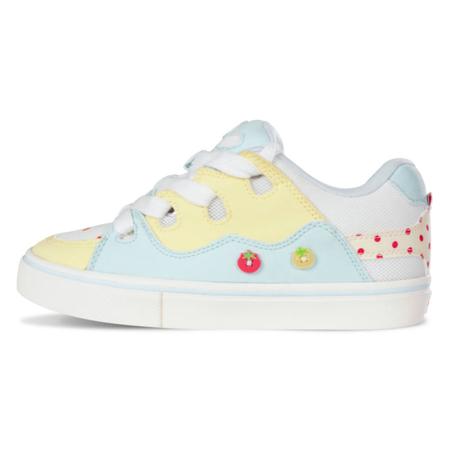 Ollieskate Textile, Synthetic Leather Abrasion Resistant Slip Resistant Low top Skateboard Shoes Unisex Yellow Blue