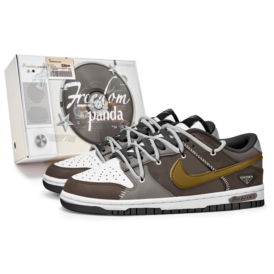 Nike Nike Dunk Slip Resistant Abrasion Resistant Low top Skateboard Shoes Unisex Brown White