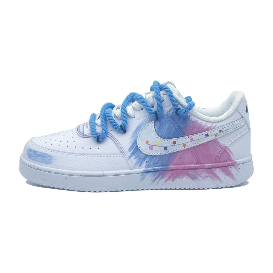Nike Nike Court Vision 1 Slip Resistant Cushioning Abrasion Resistant Low top Skateboard Shoes Men's White Blue