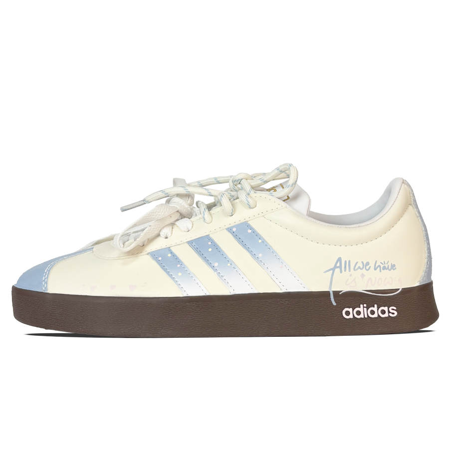 Adidas Adidas VL COURT 2.0 Abrasion Resistant Low top Skateboard Shoes Unisex Beige Blue