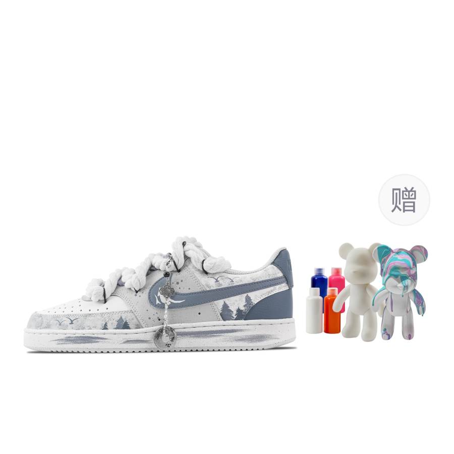 Nike Nike Court Vision BlueTrack Kobayashi, Fluid Bear Abrasion Resistant Low top Skateboard Shoes Men's Blue Gray