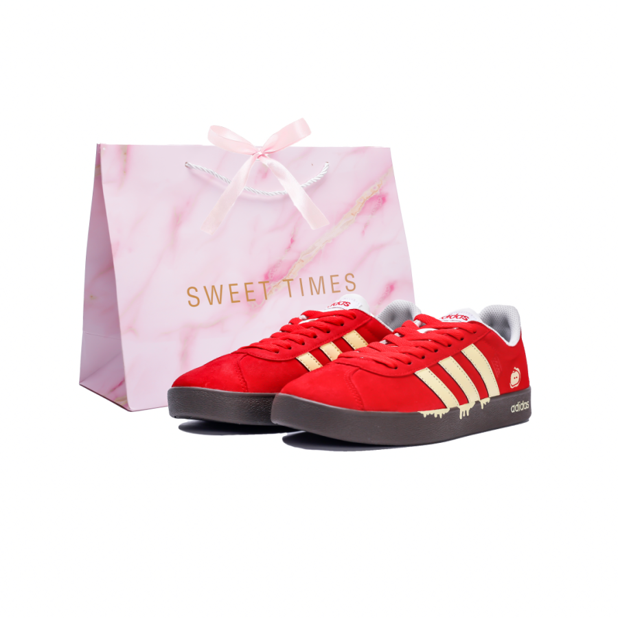 Adidas Adidas VL COURT 2.0 Fashion Leather Coverage Slip Resistant Low top Skateboard Shoes Women's Red 2025 Edition