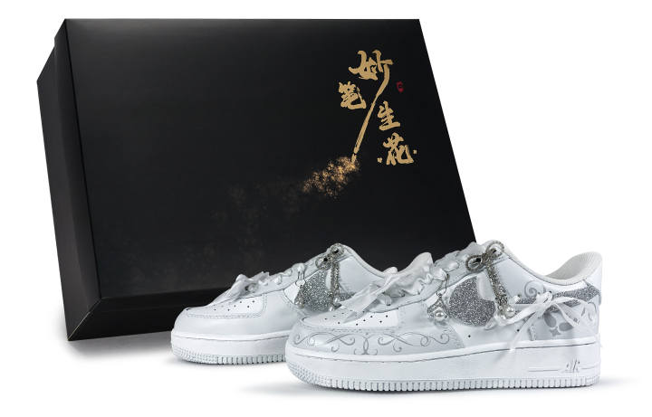 Nike Nike Air Force 1 Cloud Love Connection Slip Resistant Abrasion Resistant Low top Skateboard Shoes Unisex Gray White