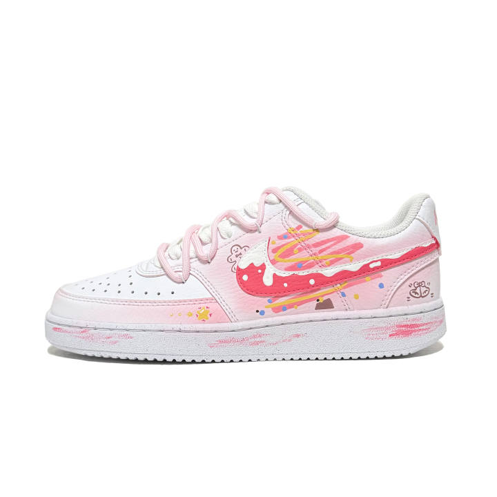 Nike Nike Court Vision 1 Dingdang Slip Resistant Abrasion Resistant Low top Skateboard Shoes Unisex Pink