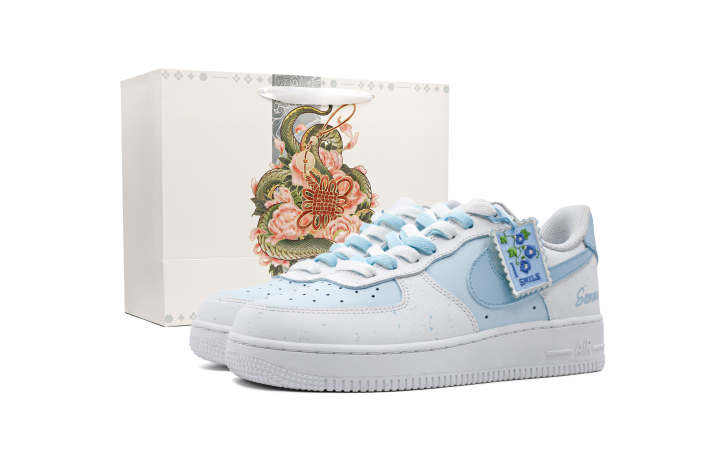 Nike Nike Air Force 1 Late Summer Abrasion Resistant Abrasion Resistant Low top Skateboard Shoes Women's Blue White