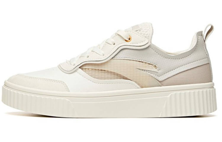 Anta Life Collection Mesh, Synthetic Leather Slip Resistant Cushioning Low top Skateboard Shoes Men's Gray White