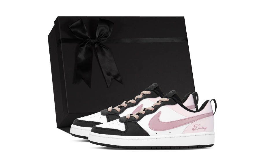 Nike Nike Court Borough GS DEER First Love Journal Abrasion Resistant Low top Skateboard Shoes Women's Black Pink