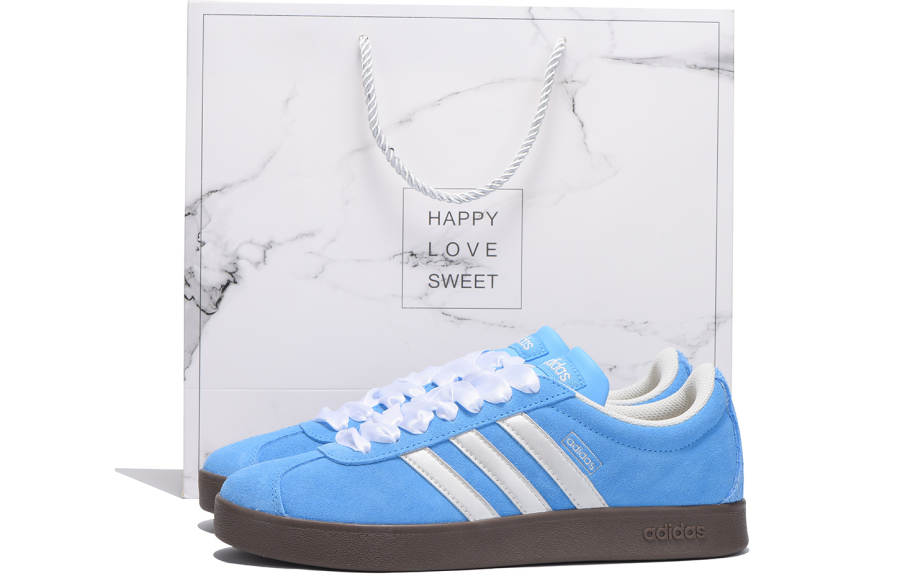 Adidas Adidas Vl Court Slip Resistant Abrasion Resistant Low top Skateboard Shoes Unisex White Blue