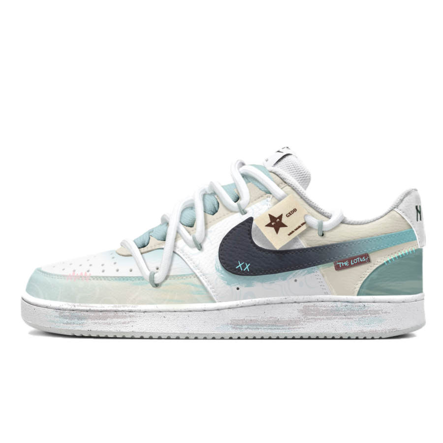 Nike Nike Court Vision 1 Slip Resistant Low top Skateboard Shoes Men's Blue White
