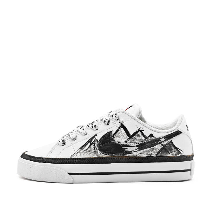 Nike Nike Court Legacy Ink Mountain Waterproof Abrasion Resistant Lightweight Low top Skateboard Shoes Unisex White