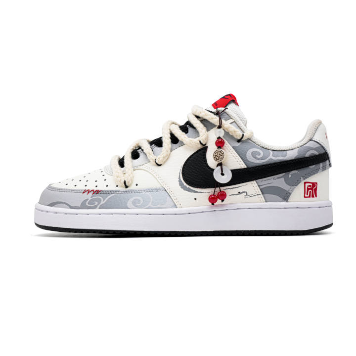 Nike Nike Court Vision 1 Cool Play Koala, Cloud Wish Abrasion Resistant Low top Skateboard Shoes Men's Black Gray
