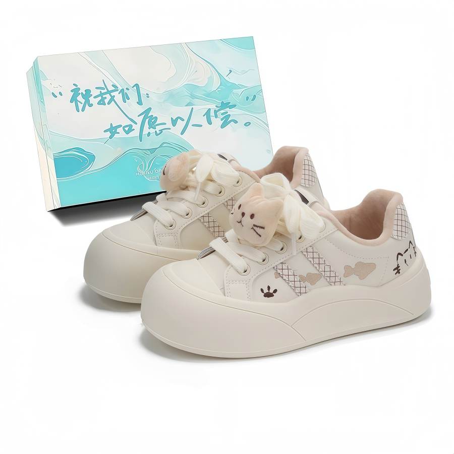 JBBCN Fall Winter Fleece Lined Casual Kitten German Army Trainers Versatile Sports Skateboard Shoes Trendy