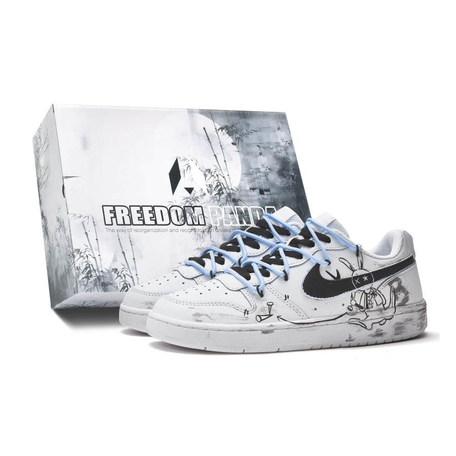 Nike Nike Court Borough Free Panda Box Special Agent Rabbit Anti-Slip Wear-Resistant Low-Top Skateboard Shoes GS White Black