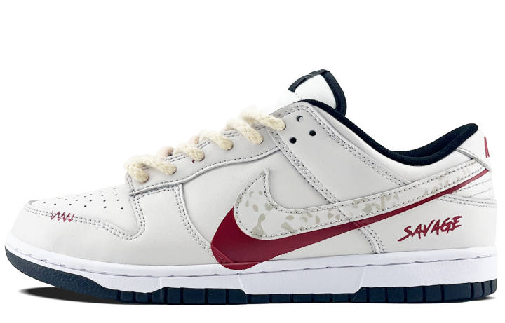 Nike Nike Dunk Abrasion Resistant Low top Skateboard Shoes Unisex Gray White Red