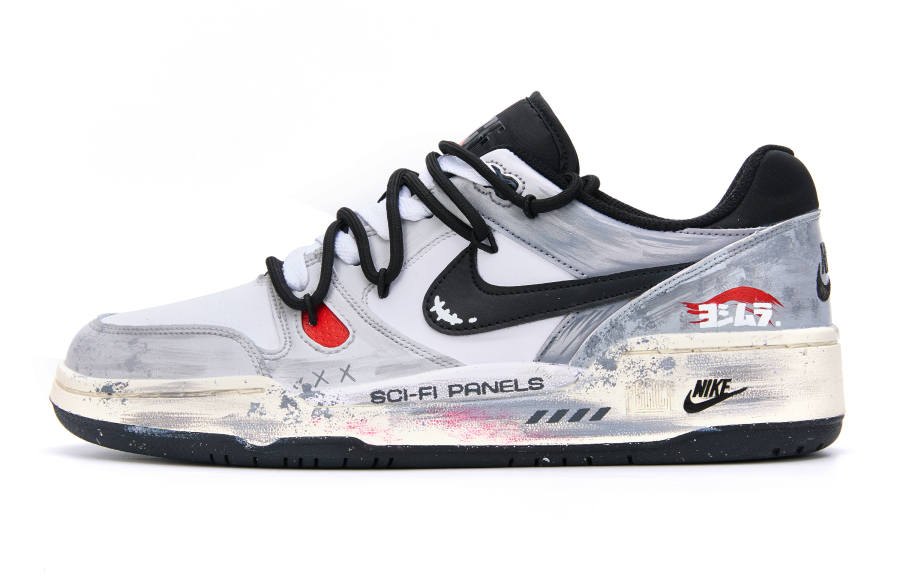 Nike Nike Full Force Red Graffiti Abrasion Resistant Low top Skateboard Shoes Men's Black Gray Red