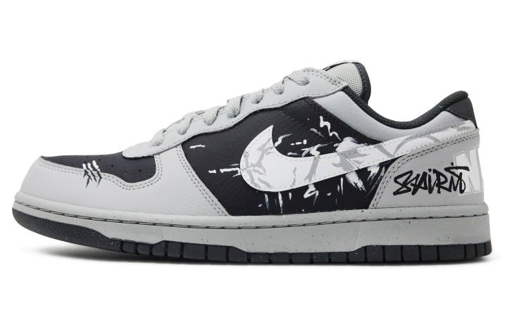 Nike Nike Big SSS Manufacturing, Gray Black Fantasy Genuine Leather Abrasion Resistant Abrasion Resistant Low top