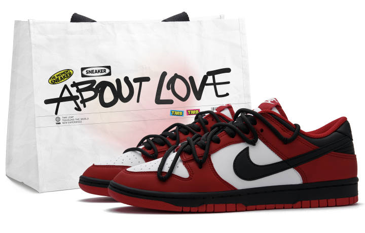 Nike Nike Dunk FLAME DEMON Slip Resistant Abrasion Resistant Low top Skateboard Shoes Unisex Red White Black