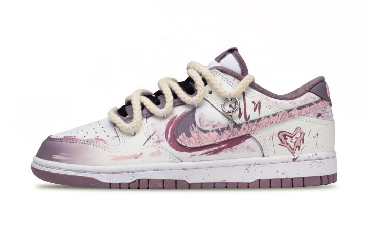 Nike Nike Dunk White Day Flame Leather Low top Skateboard Shoes Men's White Pink