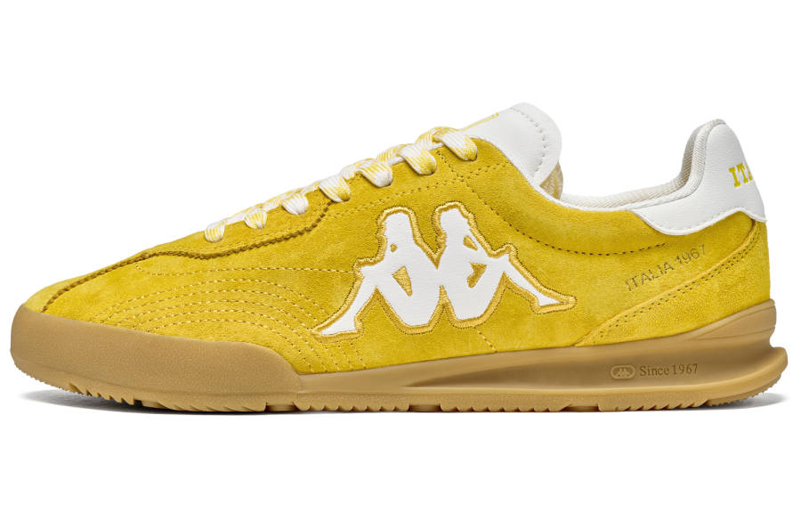 Kappa Slip Resistant Abrasion Resistant Low top Skateboard Shoes Unisex Yellow White
