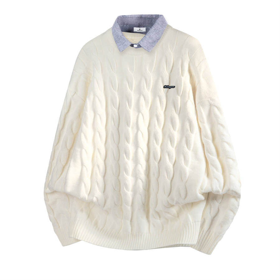 PAL ONGACO Sweaters Unisex Shirt Collar Moderate Mock Two Piece
