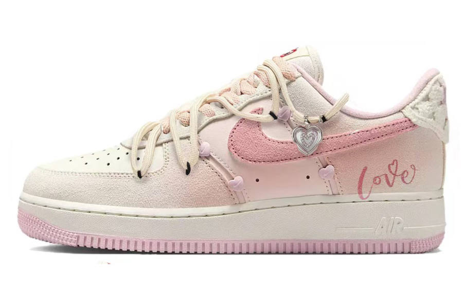 Nike Nike Air Force 1 Pink Mist Love Letter Abrasion Resistant Low top Skateboard Shoes Unisex Pink