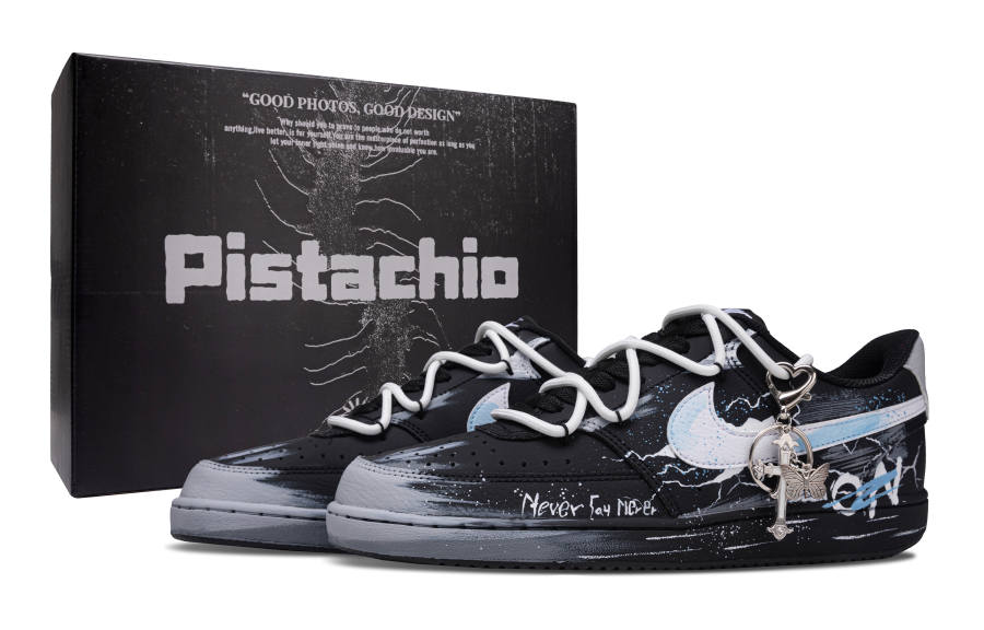 Nike Nike Court Vision 1 Snow Night Starlight LH Wear resistant And Lightweight Low top Skateboard Shoes Unisex Black