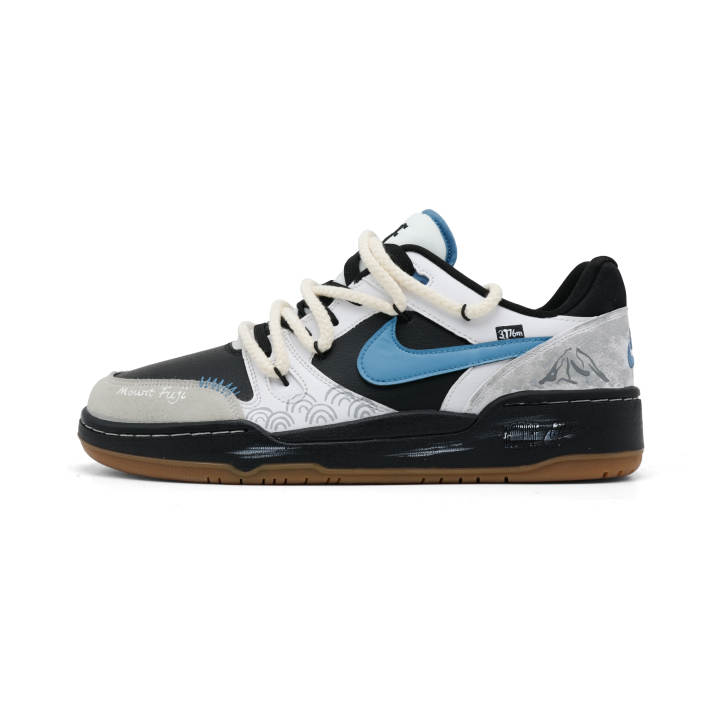 Nike Nike Full Force Abrasion Resistant Low top Skateboard Shoes Unisex Black White Blue