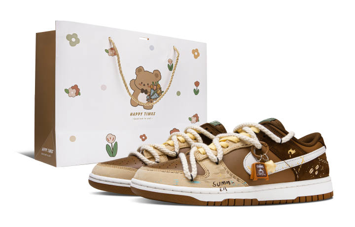 Nike Nike Dunk Butter Latte Abrasion Resistant Low top Skateboard Shoes Unisex White Brown