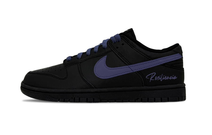 Nike Nike Dunk Navy Blue Leather Abrasion Resistant Low top Skateboard Shoes Men's Black Cyan
