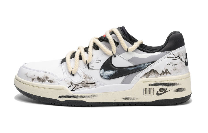 Nike Nike Full Force Slip Resistant Abrasion Resistant Low top Skateboard Shoes Men's White Black
