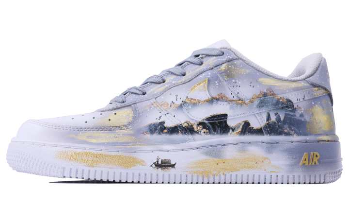 Nike Nike Air Force 1 Cow Leather Abrasion Resistant Low top Skateboard Shoes Unisex Gray Platinum
