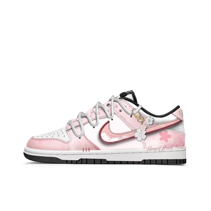 Nike Nike Dunk Freedom Panda, Falling Cherry Blossoms Slip Resistant Abrasion Resistant Low top Skateboard Shoes Unisex