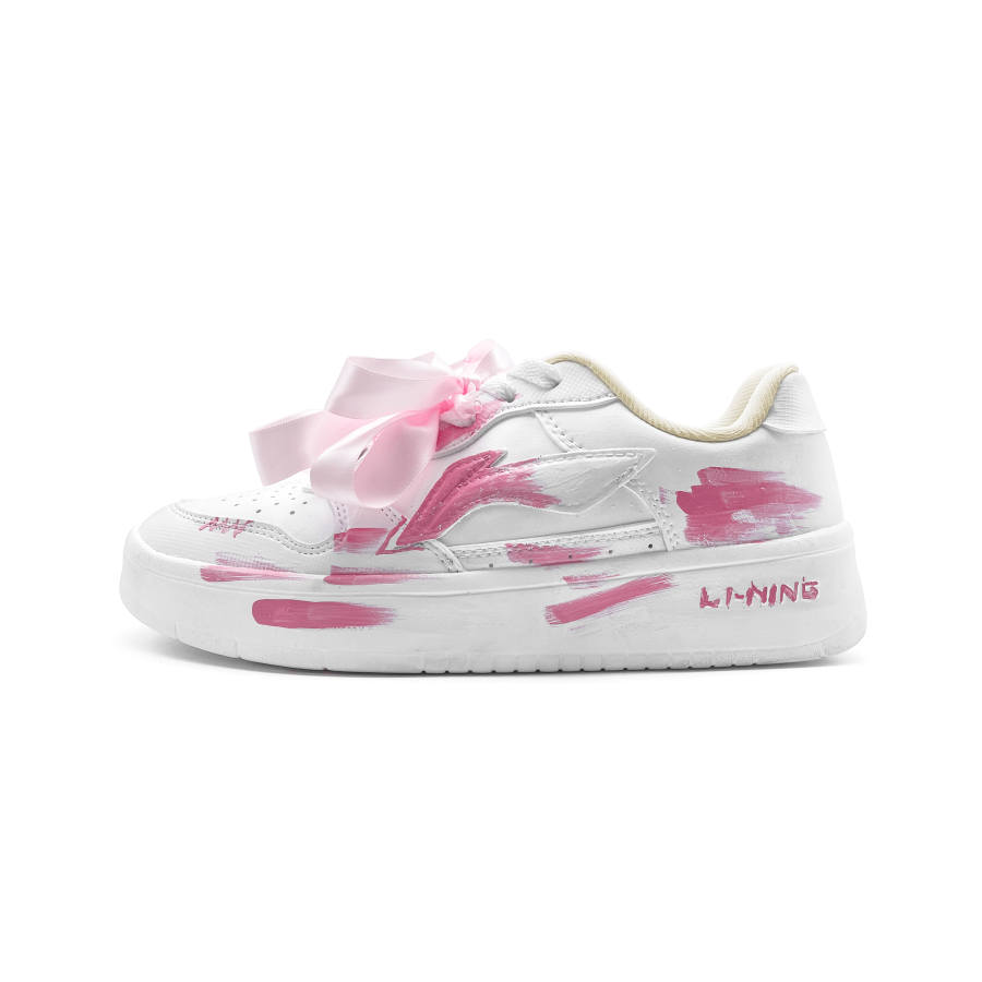 Li-Ning Li Ning Floating Boat Cushioning Lightweight Low top Skateboard Shoes Unisex Pink White