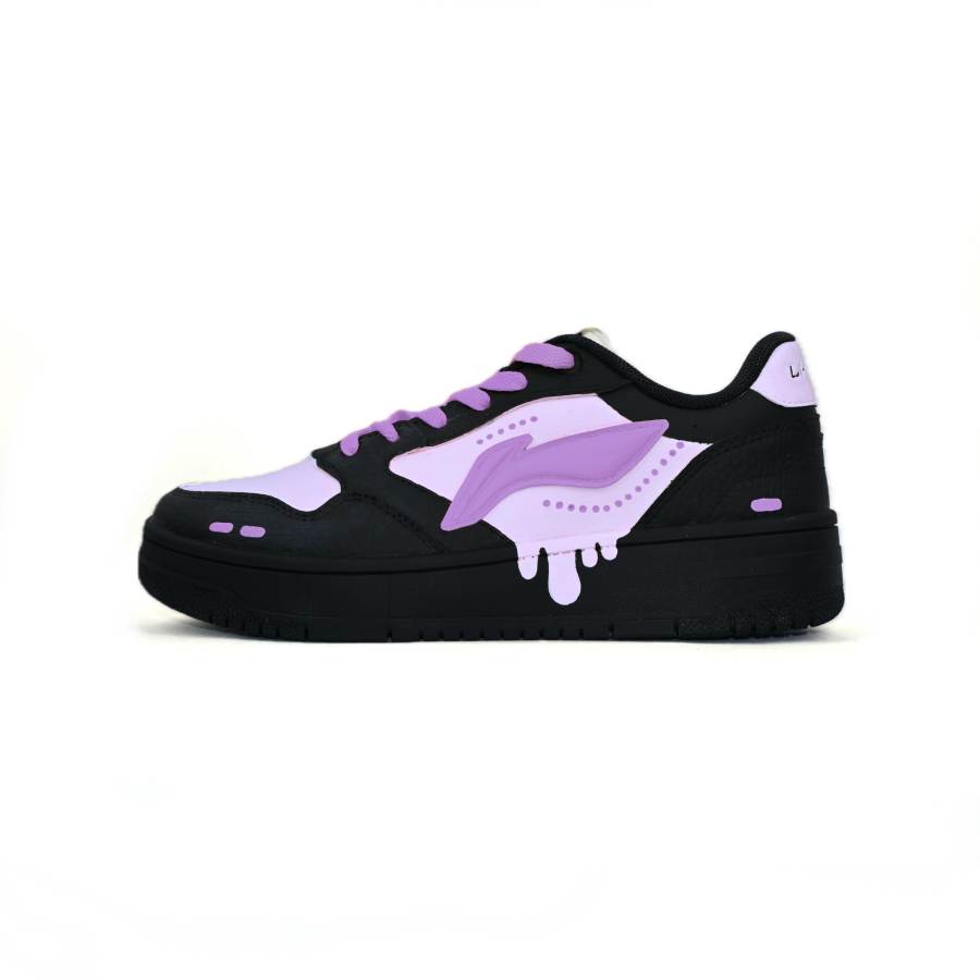 Li-Ning Li Ning Tianji Soft Slip Resistant Abrasion Resistant Low top Skateboard Shoes Women's Black Purple