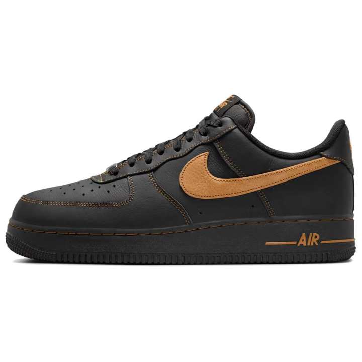 Nike Nike Air Force 1 Leather Cushioning Low top Skateboard Shoes Men's Black