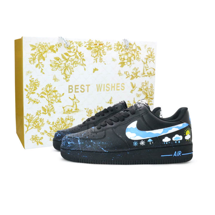 Nike Nike Air Force 1 Weather Forecast Leather Abrasion Resistant Abrasion Resistant Low top Skateboard Shoes Unisex Blue
