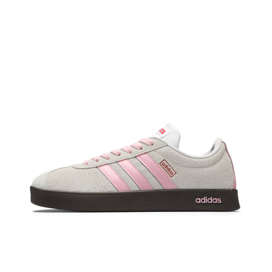 Adidas Adidas VL COURT 2.0 Wear resistant And Lightweight Low top Skateboard Shoes Unisex Gray Pink