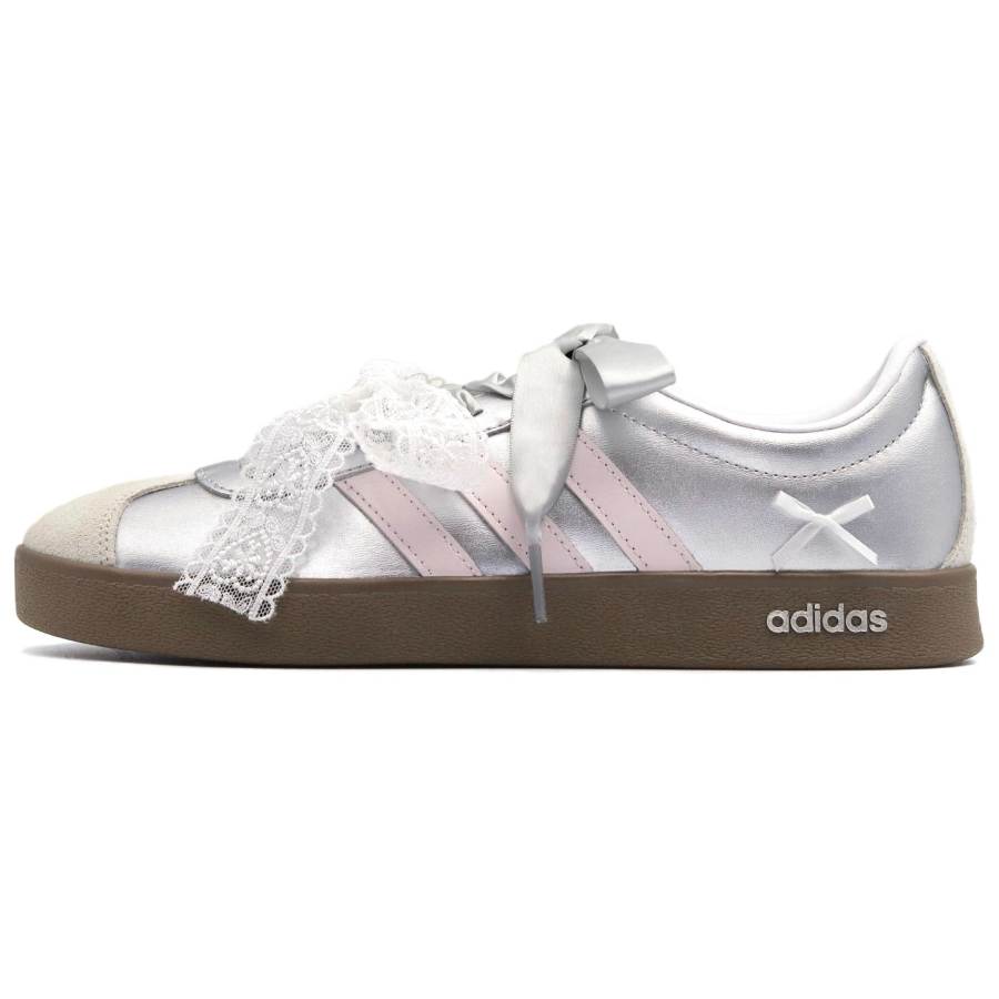 Adidas Adidas VL COURT 2.0 Galaxy Dream, Lunar Mailman Slip Resistant Low top Skateboard Shoes Unisex Silver Pink