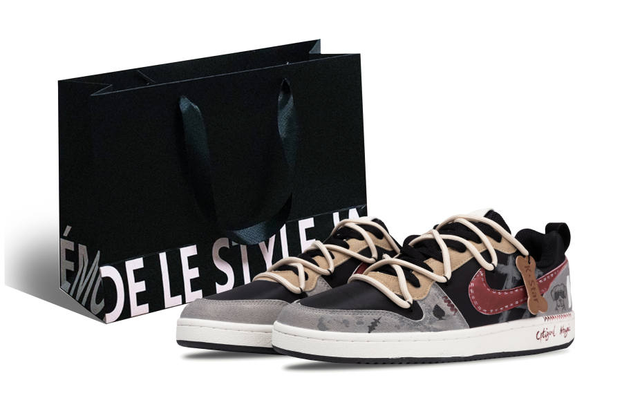 Nike Nike Court Borough Lun Wei Wallace Abrasion Resistant Low top Skateboard Shoes Men's Black Gray Brown