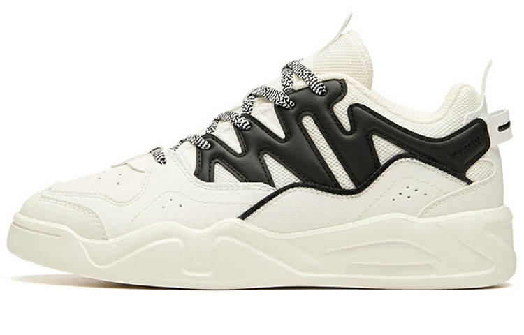Anta Life Collection Synthetic Leather, Textile Low top Skateboard Shoes Women's Black White