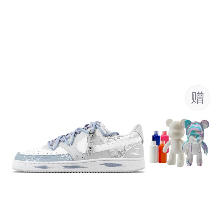 Nike Nike Court Vision 1 Spider Web Action, Fluid Bear Abrasion Resistant Low top Skateboard Shoes Unisex Light Gray Blue