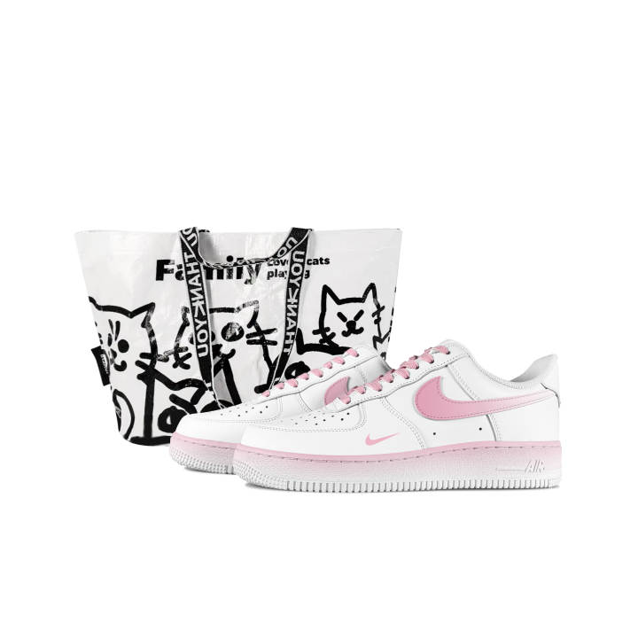 Nike Nike Air Force 1 Cloud Slip Resistant Abrasion Resistant Low top Skateboard Shoes Unisex White Pink