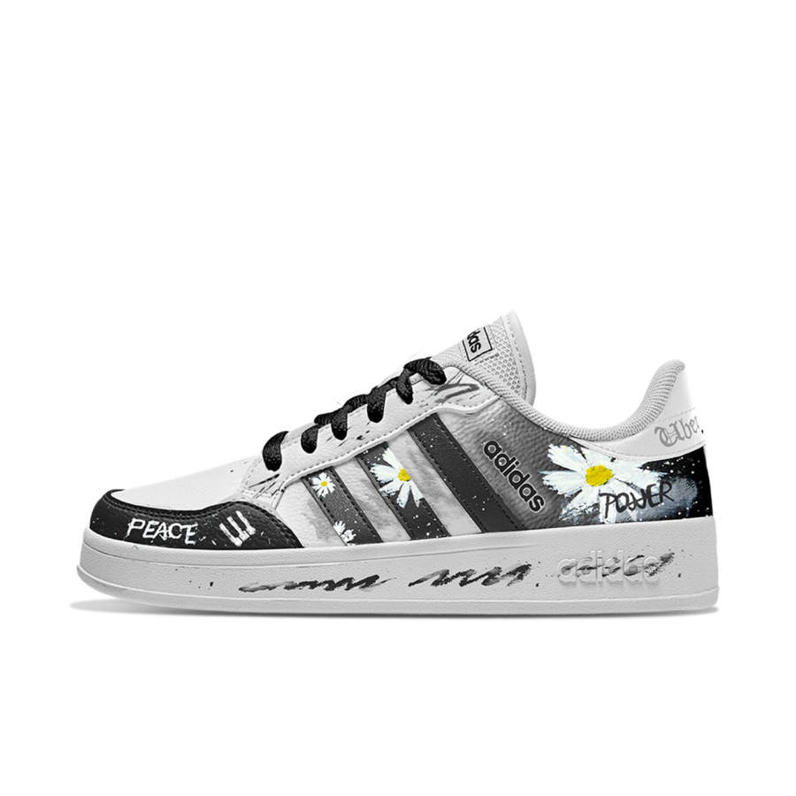 Adidas Neo Breaknet Free Panda, Small Daisy Cushioning Low top Skateboard Shoes Unisex Black Gray