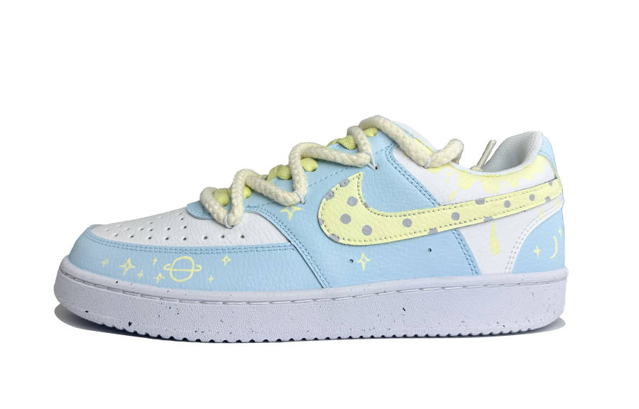 Nike Nike Court Vision 1 Cream Puff Planet Abrasion Resistant Low top Skateboard Shoes Unisex Light Blue