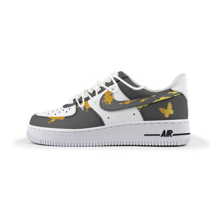 Nike Nike Air Force 1 Coverage Thermal Coverage Low top Skateboard Shoes Women's Black White Yellow