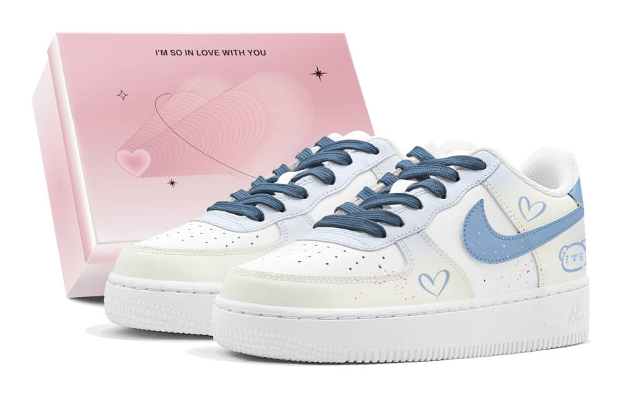 Nike Nike Air Force 1 Air Force 1, Couple's, Romantic Favor, Blueberry Bear, Playful Anti Aging, Cute Low top