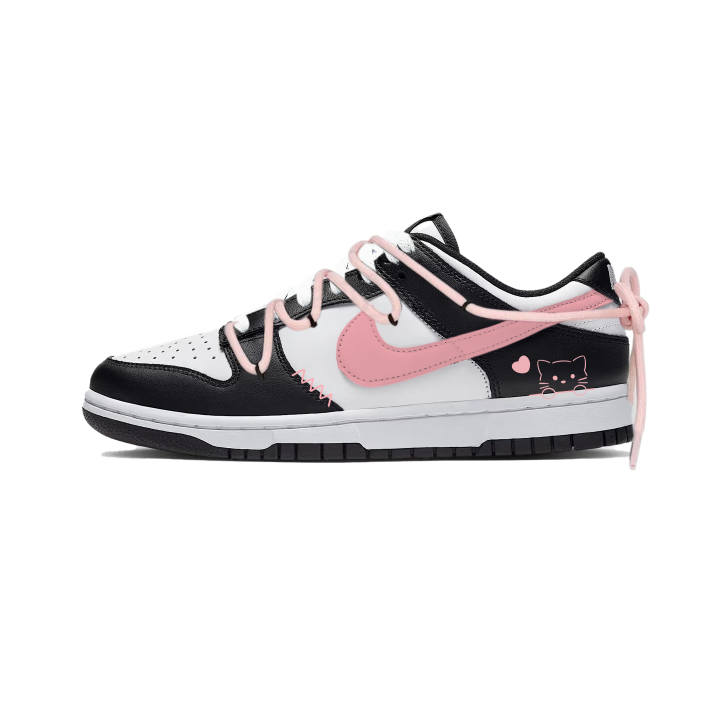 Nike Nike Dunk Pink Cat Adventure Cushioning Low top Skateboard Shoes Unisex Black Pink