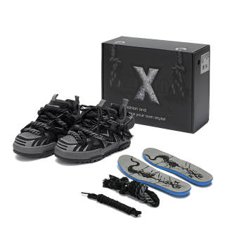 X·LUN Black Goku Collection Slip Resistant Cushioning Abrasion Resistant Height Increasing Mid top Skateboard Shoes