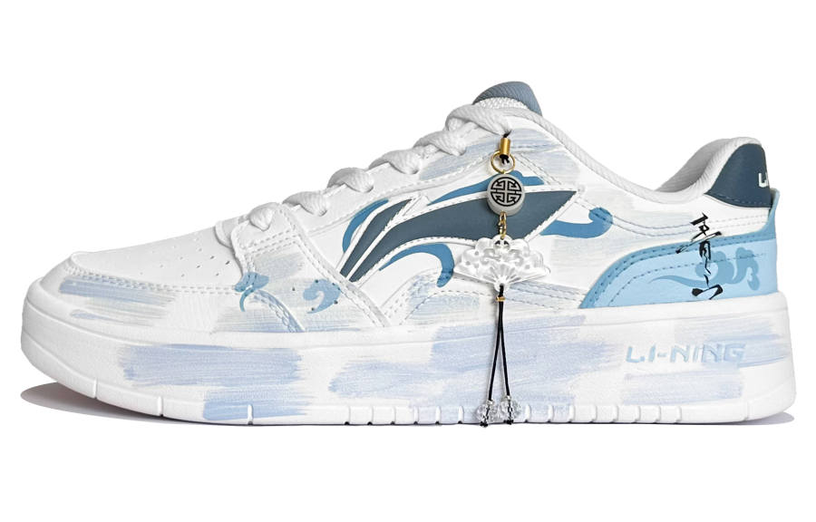 Li-Ning Li Ning Sycee Cushioning Lightweight Slip Resistant Low top Skateboard Shoes Men's White Blue